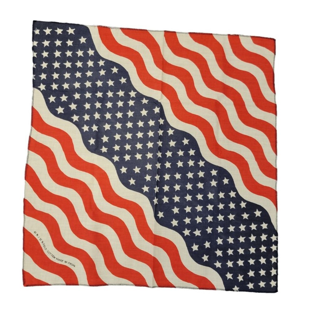 Vintage‎ American Flag Bandana Made In USA Cotton Polyester NEW